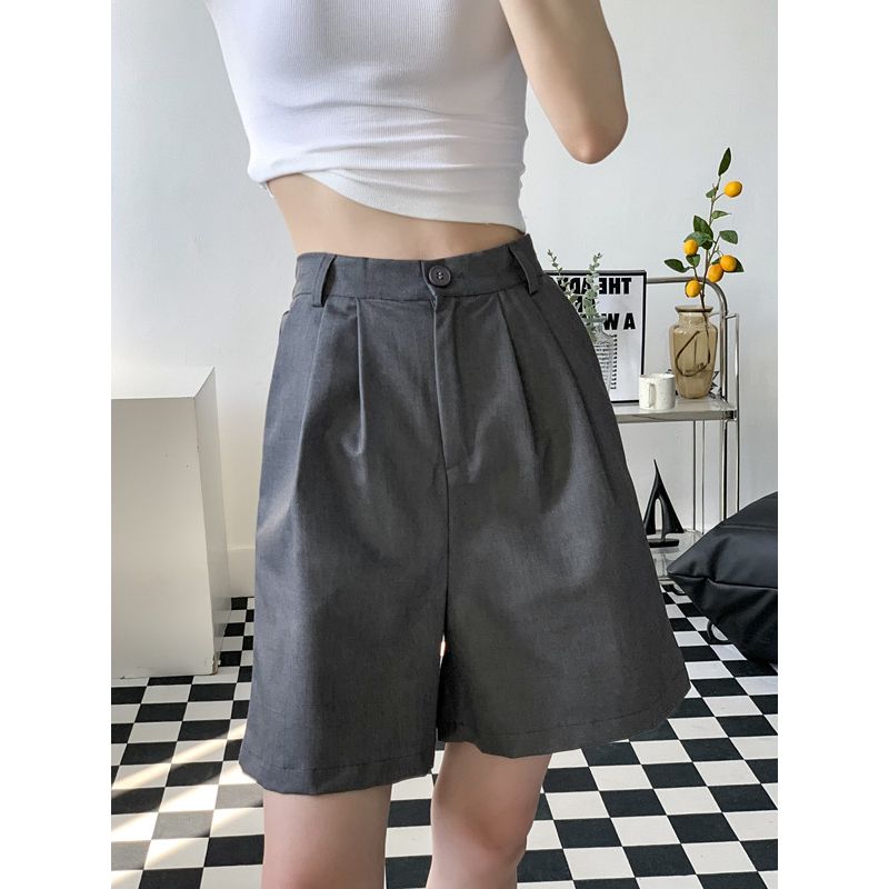 Ur Fashion Women's Wear High Waist Pure Color Lightweight Casual Suit Pants