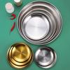 4-Piece Stainless Steel Dinner Plates Round Metal Plates Serving Tray Dessert Plates Dinner Dish for Home Camping  BBQ