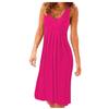 Women's Casual Color Beach Skirt Vest Loose Sleeveless Pleated Slim Dress