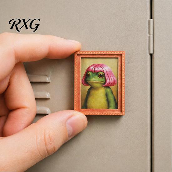 Hair Style Frog Magnet Abstract Refrigerator Magnet, Framed Hairstyle Fridge Animal Frame Home Kitchen Office Decoration Party Favors Magnetic