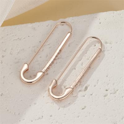 Women's Fashion Personality Paper Clip Shape Copper Zirconium Earrings Buckle Earrings