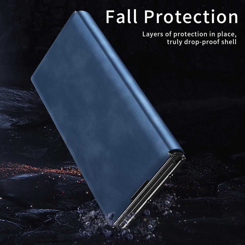 For Samsung Galaxy Z TriFold 5G Case Kickstand Nappa Texture Leather + PC Phone Cover