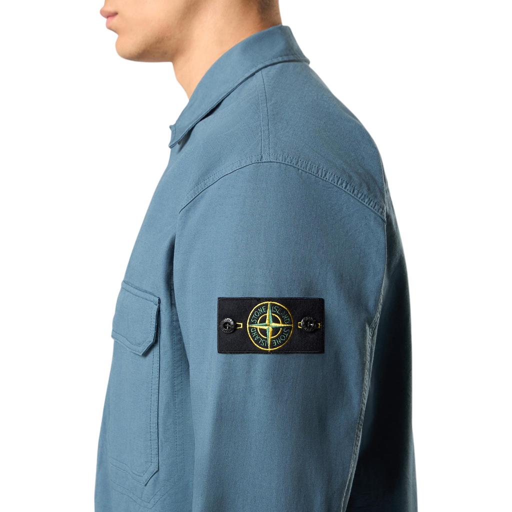 Stone Island Slim Fit Zip Solid Color Logo Long Sleeve Shirt Men shirts K2S151200009S0211-V0057