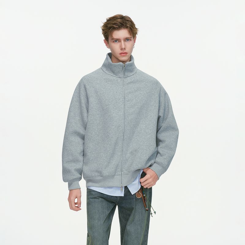 Dream Made American-Style Cleanfit Stand-Up Collar Cardigan Sweatshirt for Men, Spring and Autumn Heavyweight Casual Versatile Jacket