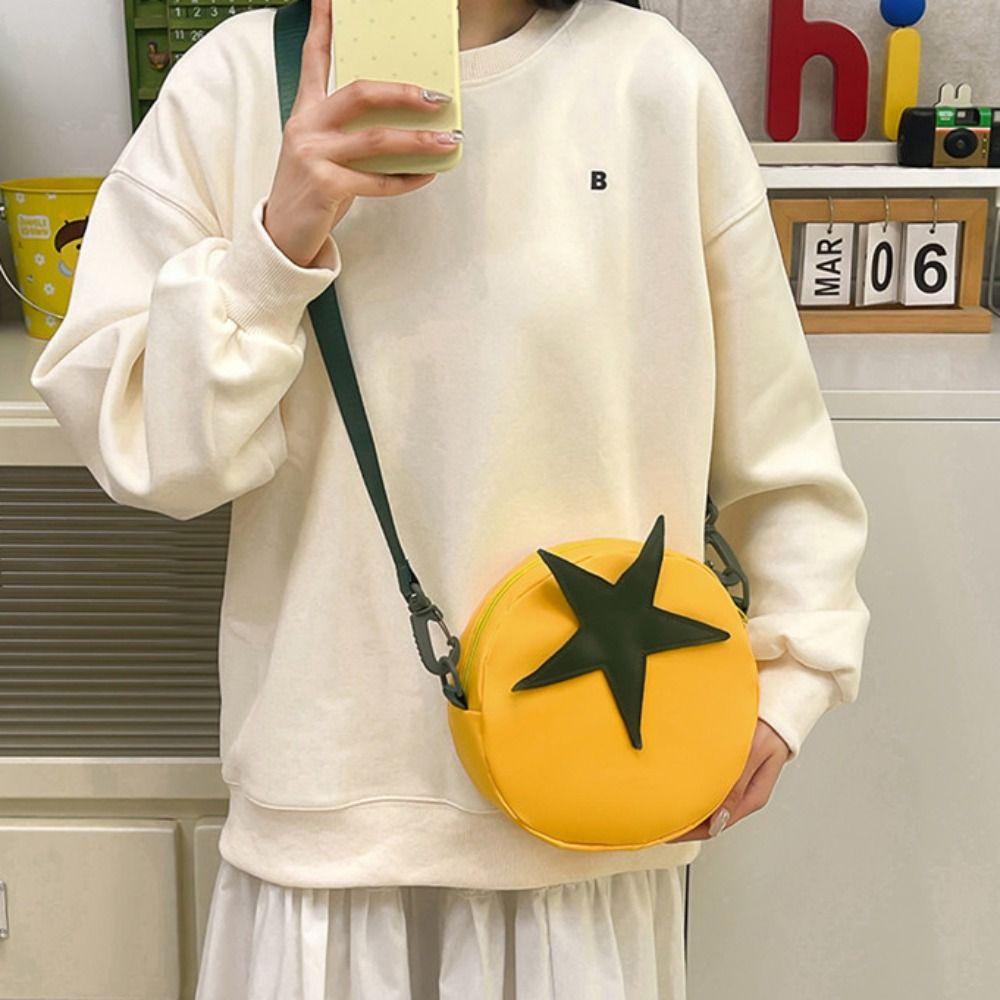 

Harajuku Funny Shoulder Bag Message Bag Mobile Phone Pack Tomato Shape Crossbody Bag Daily зелений
