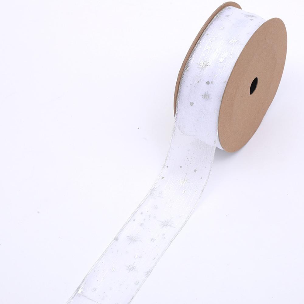 New Star Printed Starry Sky Ribbon 25mm Width DIY Gift Bouquet Wrap Ribbon Organza Festive Event Ribbon Cake Decoration