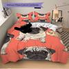 3Pcs Pug Pattern Printed Bedding Set, Breathable And Soft, Machine Washable, Christmas Gift, Suitable for Bedroom Decoration, 15152