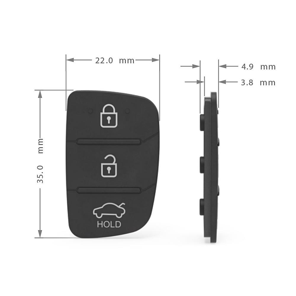 Car Remote Key Shell Silicone Key Button Pad 3 Buttons For Hyundai