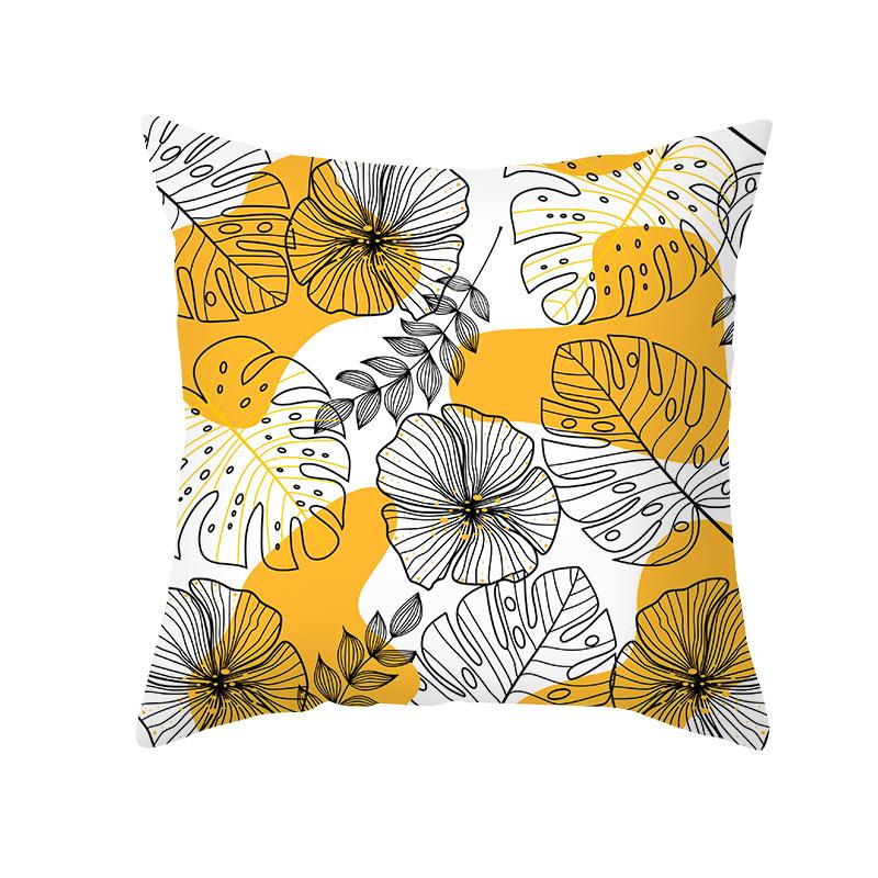 Peach Skin Printed Pillowcase Small Fresh Nordic Green Plant Sofa Cushion Cushion Cover Home Supplies