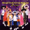 3pcs Star Pattern Cape Halloween Cosplay Set Magician Role-Play Costume Kit  Themed Gathering