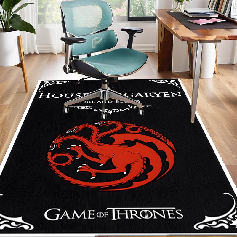 House Targaryen Dragon Polyester Carpet, Soft Indoor Mat for Office Chair, Living Room, Computer Desk - Decorative Home Office Rug Design