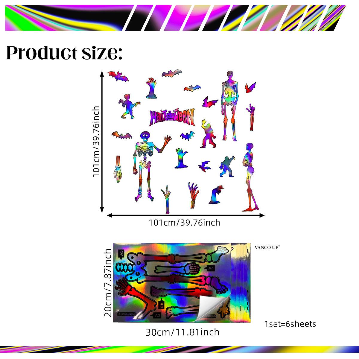 

Ls13535 Laser Material Halloween Palm Skull Wall Sticker Viewing Angle Is Different, Pattern Color Is Different