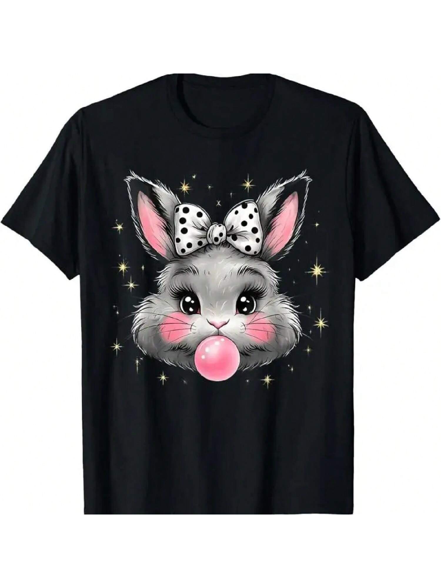 Cute Bunny Rabbit Face Coquette Bow Easter Day Girls unisex T Shirt S разноцветный