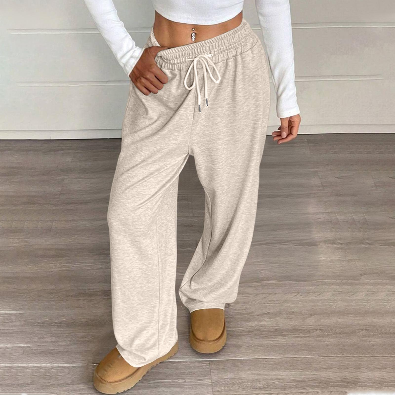 

Women s Casual, Stylish, Solid Color, Loose Fit, Slimming Wide-leg Trousers For Commuting XXL бежевый