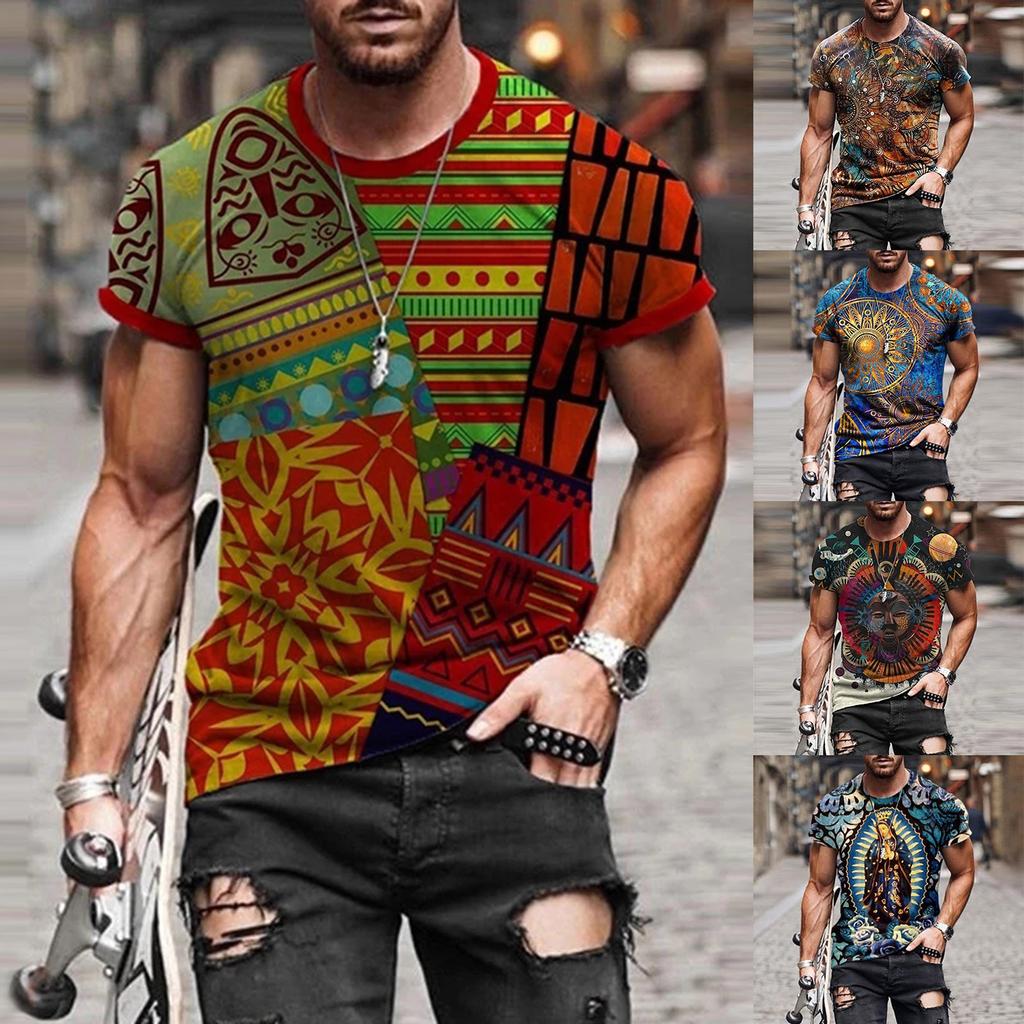 Plus Size Men Short Sleeve 3D Printed  Tops Tee T-Shirt Blouse