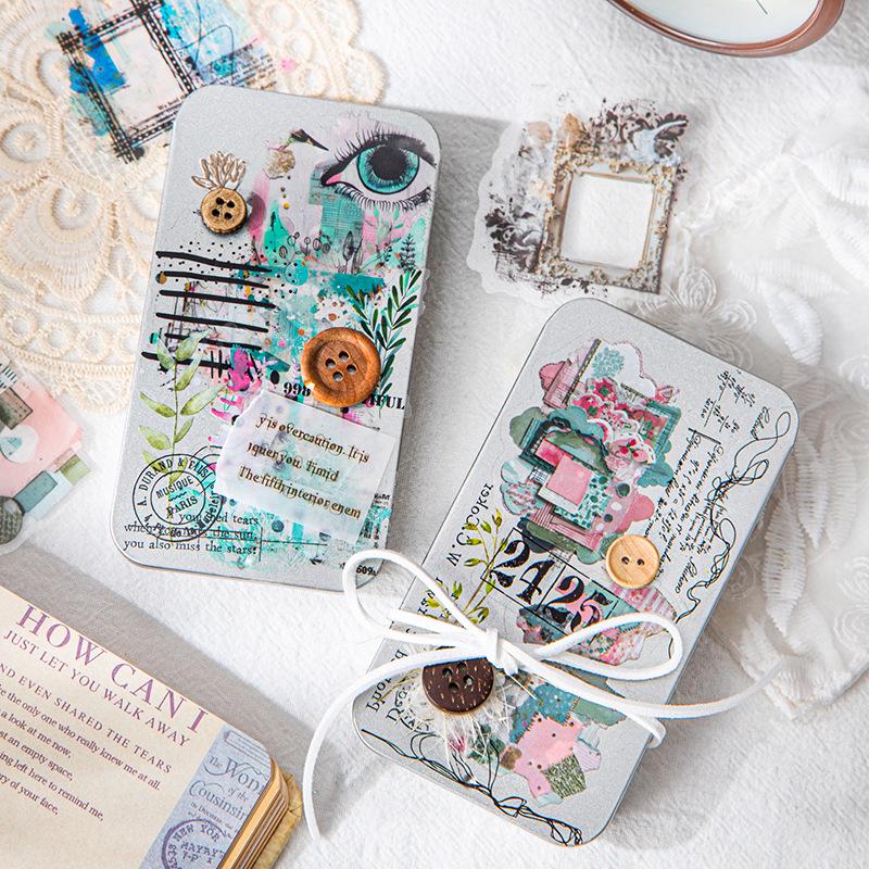 Retro Collage PET Sticker Pack - Fragmented Diary Series for Planners & DIY