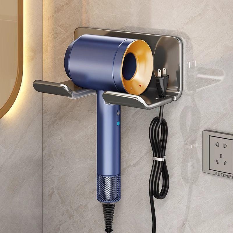 Hair Dryer Holder Wall Mounted Hair Straightener Stand hair dryer rack Bathroom Organizer Shelves Washroom Organization Shelves