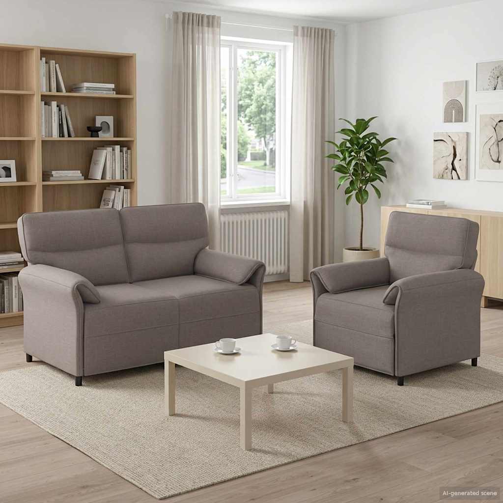 Sofa Set 2 pcs. Taupe Fabric