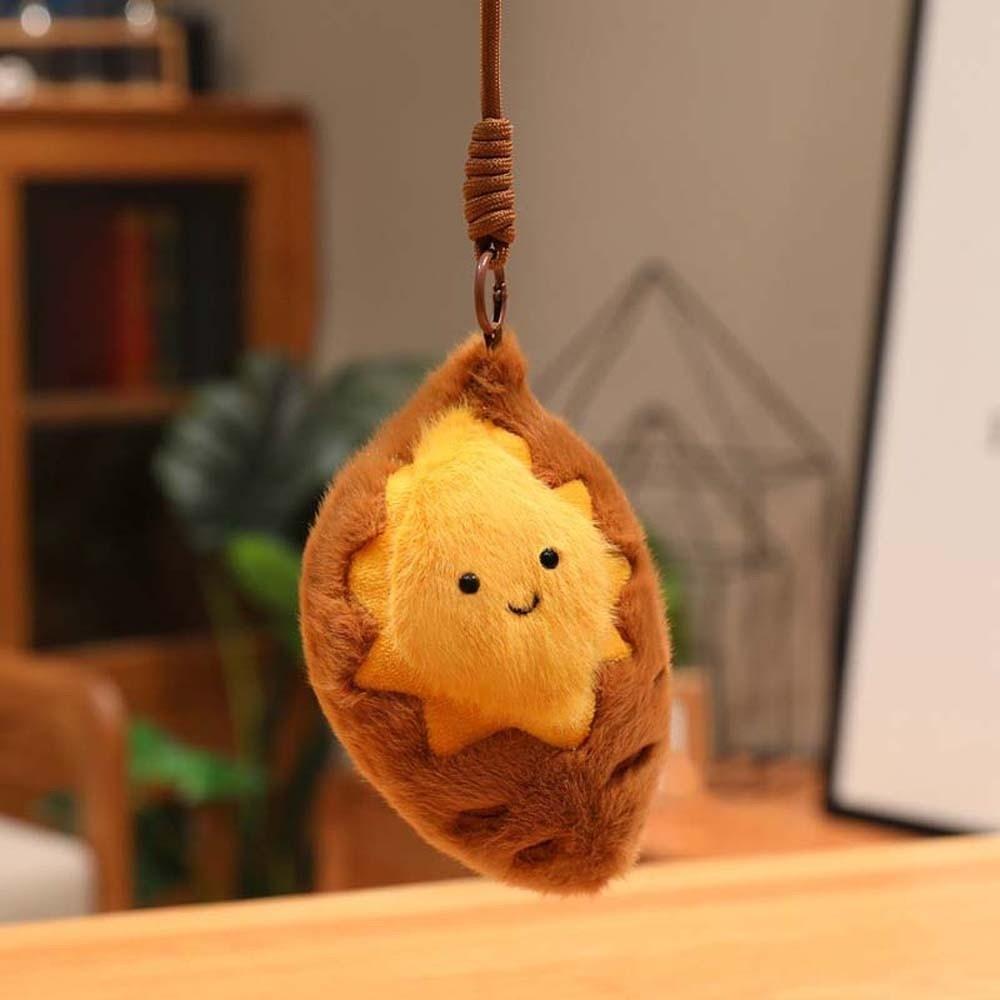 Soft Roasted Sweet Potato Pendant PP Cotton Plush Doll Key Ring Creative Sweet Potato Keychain Men