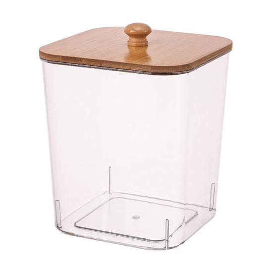 Wäscheperlen Aufbewahrungsbox mit Bambusdeckel Große Öffnung Acrylbehälter Waschpulverperlen Feuchtigkeitsgeschützter Organizer