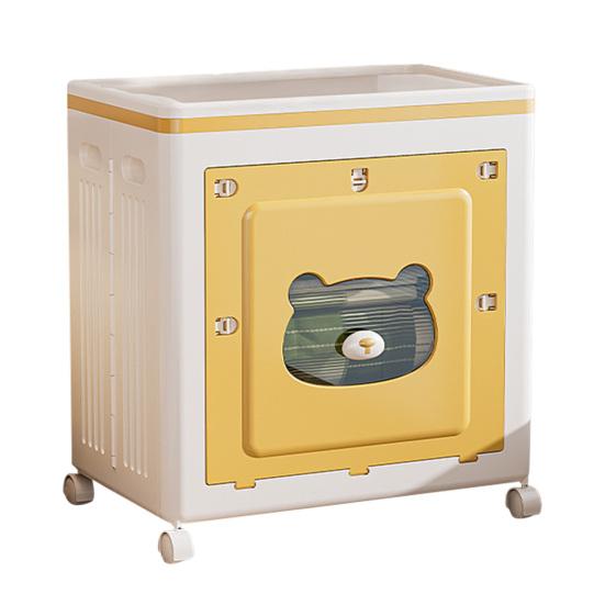 Yousheng Stackable Storage Bin with Lid Foldable Storage Box with Door And Casters Collapsible Rolling Organizer for Bedroom Closet Living Room