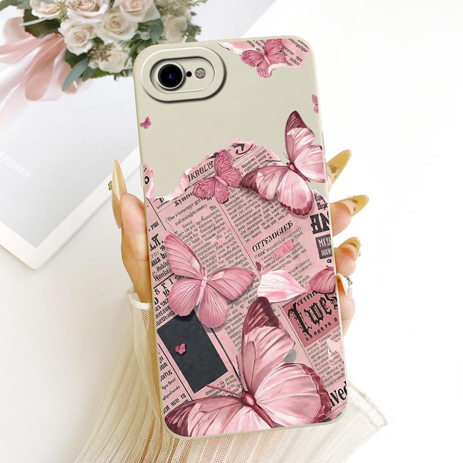 For Apple iPhone SE 2020 Case iPhoneSE 2022 Luxury Flowers Cartoon Painted Cover Soft Silicone Case For iPhone SE 2022 2020 Bags