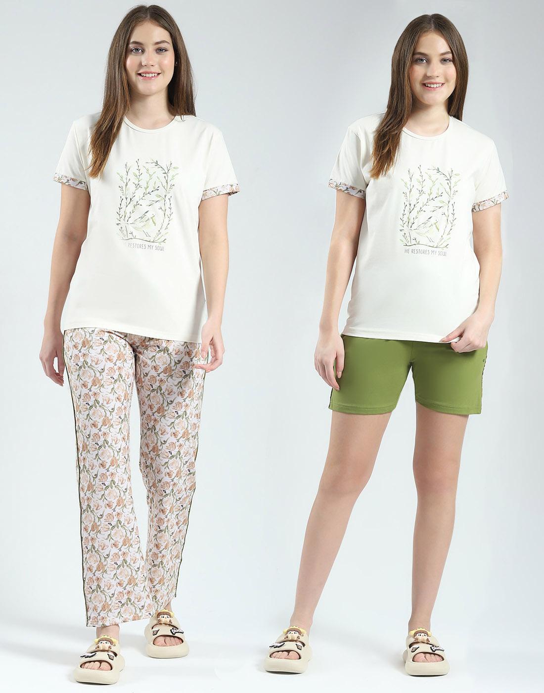 Monte Carlo Womens Printed Lower , T-Shirt And Short Set XL покинуть белый