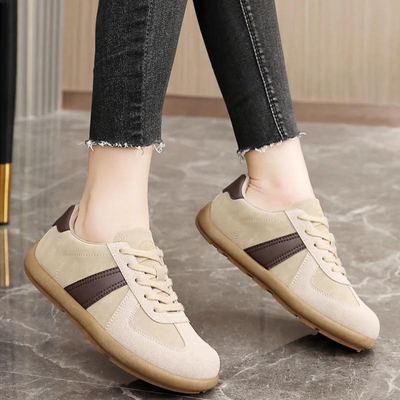 Fashion 2024New Women's Shoes Fashion Suede Leather Casual Shoe Light Breathable Sneakers for Women Luxury Tennis Shoes Zapatillas Mujer