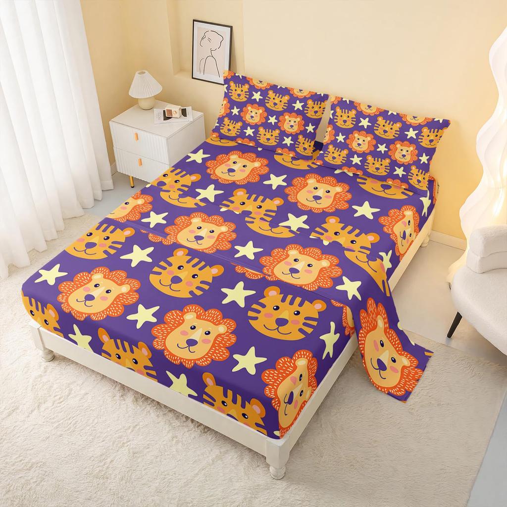 Cute Cartoon Bear Pattern Bed Hat Four-Piece Bedding Set Bedroom Dormitory Bedding Decoration