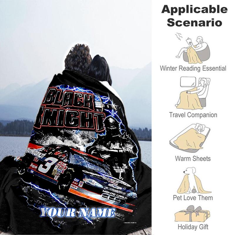 1PC Custom Name Black Knight Legend flannel blanket versatile, all-season throw suitable for the living room, bedroom, camping, travel, and gift