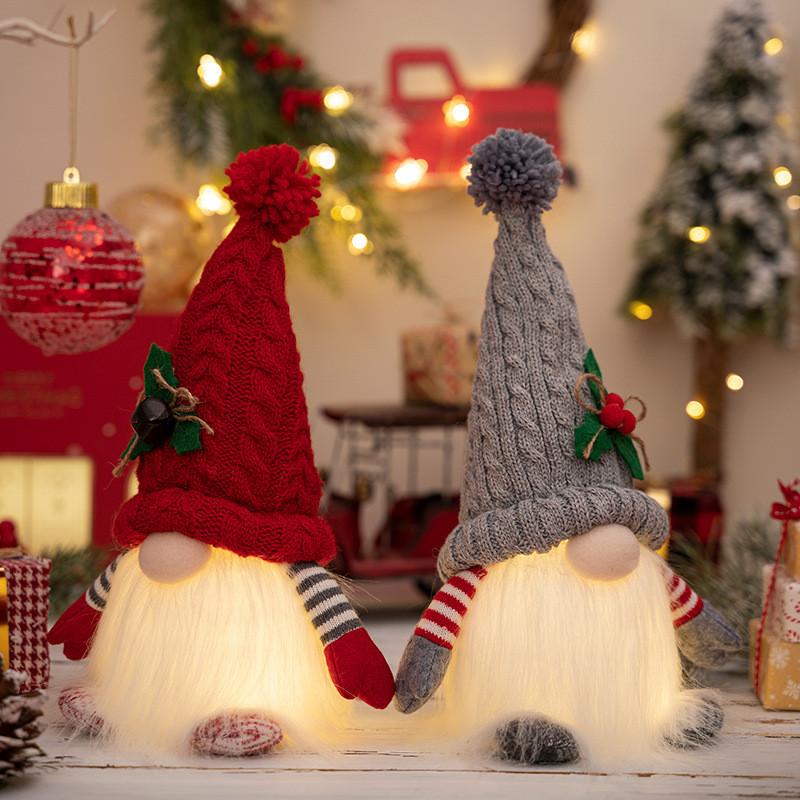 Crafted Light Beautifully Up Christmas Gnome With Warm Knitted Hat For Seasonal Decor
