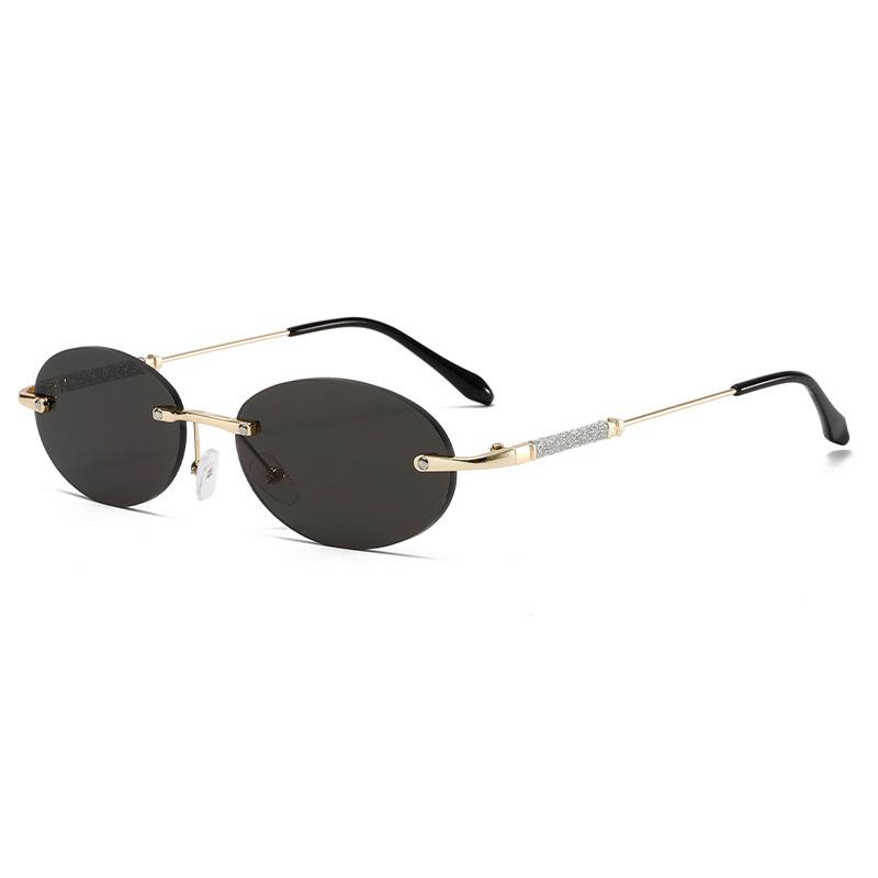 Fashion Rimless Sunglasses Women Uv400 Oval Elegant Small Frame Sun Glasses Retro Eyewear