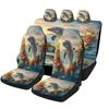 Dolphin Leap With Tropical Flowers Car Seat Cover Set - Vibrant Floral Design, Durable Polyester, Fit For Most Cars, Ideal For A