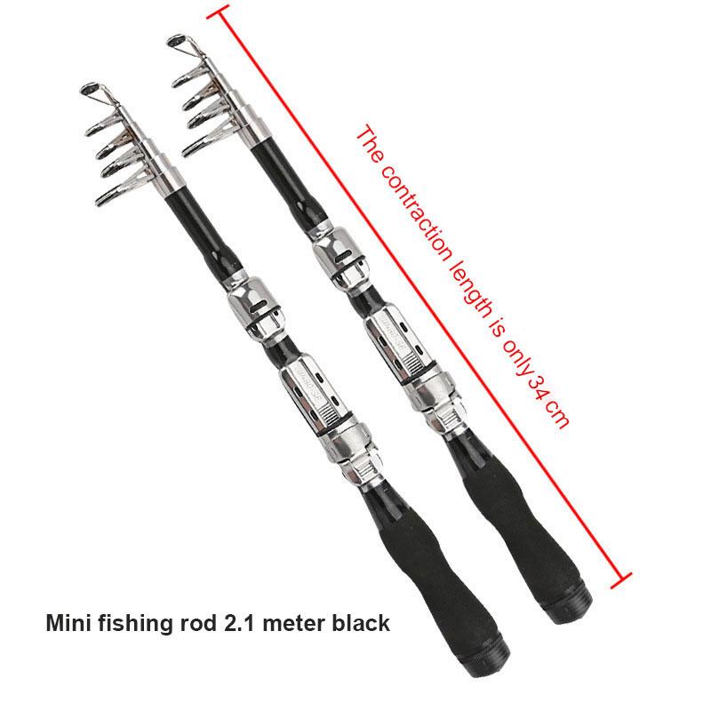 Mini Portable Carbon Fiber Small Sea Rod Small Throwing Rod 1m-2.3m Telescopic Fishing Rod Super Hard Fishing Rod Sea Rod Fishing Gear Set