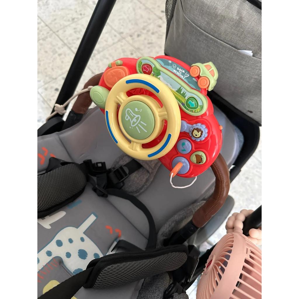 Baby Electric Simulate Driving Car Copilot Steering Wheel Early Educational Stroller Driving Musical Toys for 0-36months Toddler