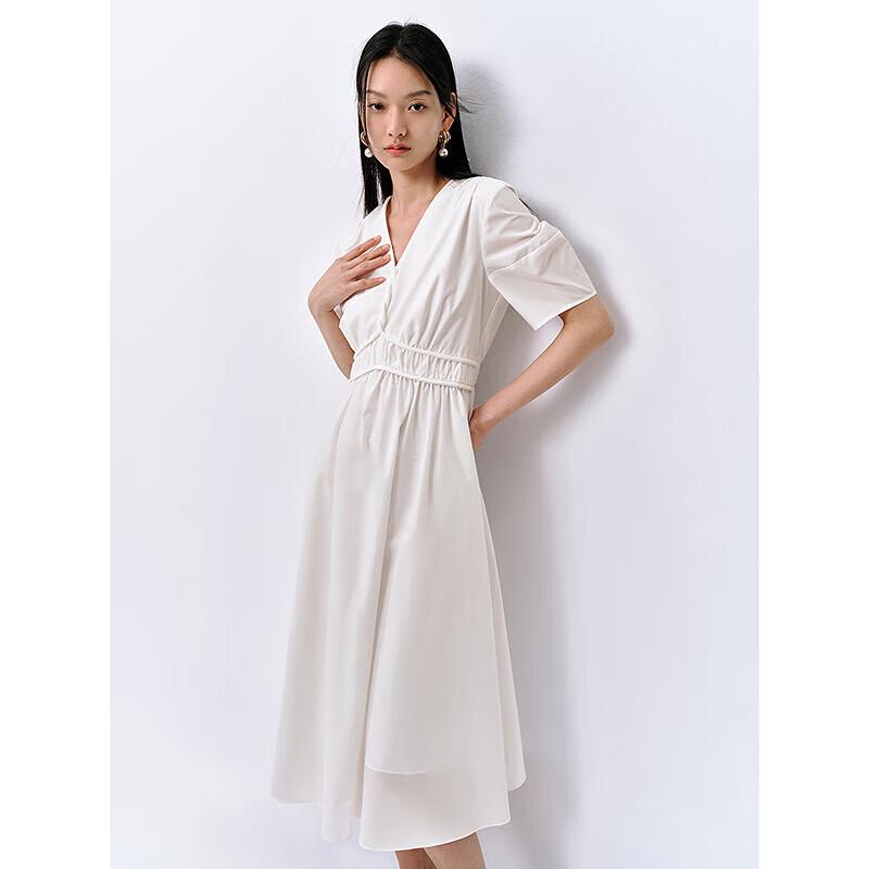 

PEACEBIRD Women s Elegant V-neck A-line Midi Dress S