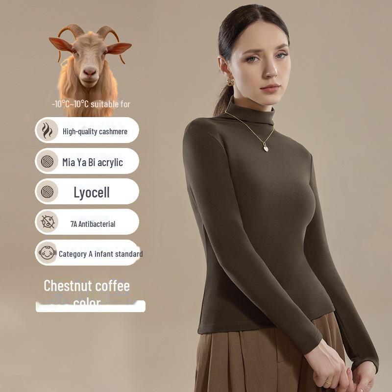 Women's Slim Fit Autumn Cashmere Turtleneck: Long-Sleeve Thermal Top, Ideal As Outerwear