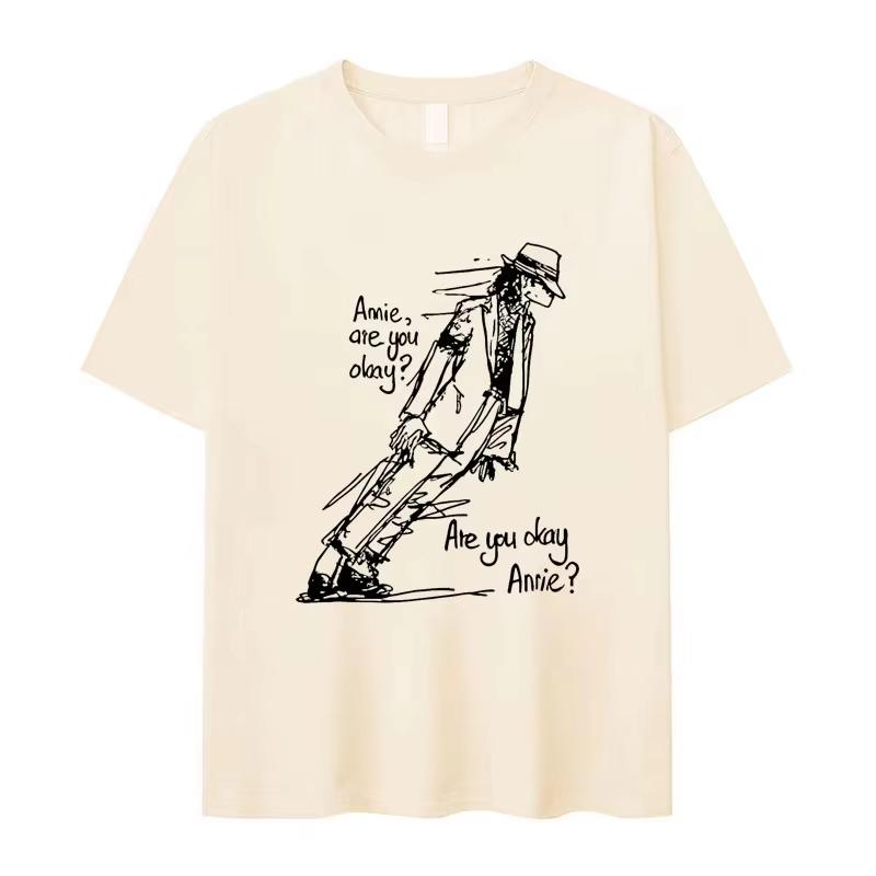 2026 Neues Klassisches Michael Jackson Are You Okay Print Punk Rock Mode Kurzarm T-Shirt Unisex Kleidung Damen Sommer T-Shirt
