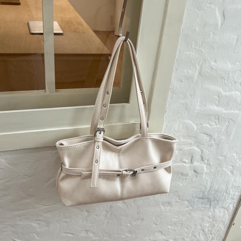 2026 Korean Style Women's Leather Shoulder Bag - Simple, Versatile, Commuting Handbag with Buckle Design