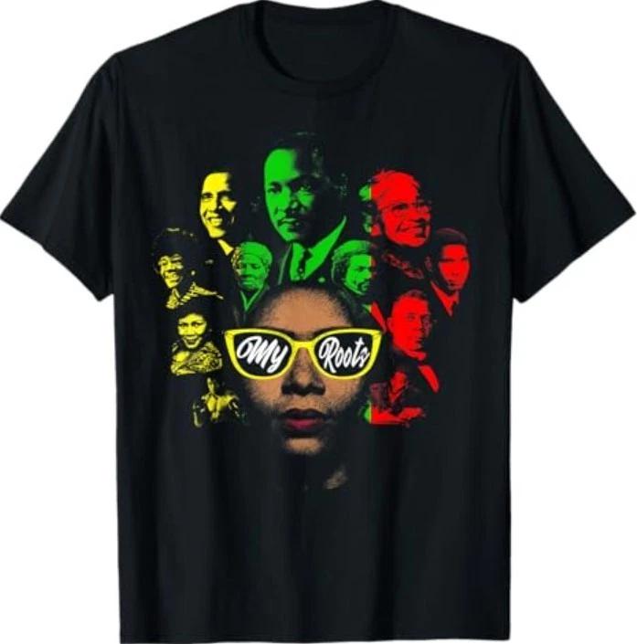 Black History Leaders Collage Famous African American Month T-Shirt L