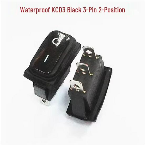 

Waterproof Oilproof Dustproof Power Rocker Switch KCD3 3-Pin, 2-Position with Light, High Current, Two-Speed