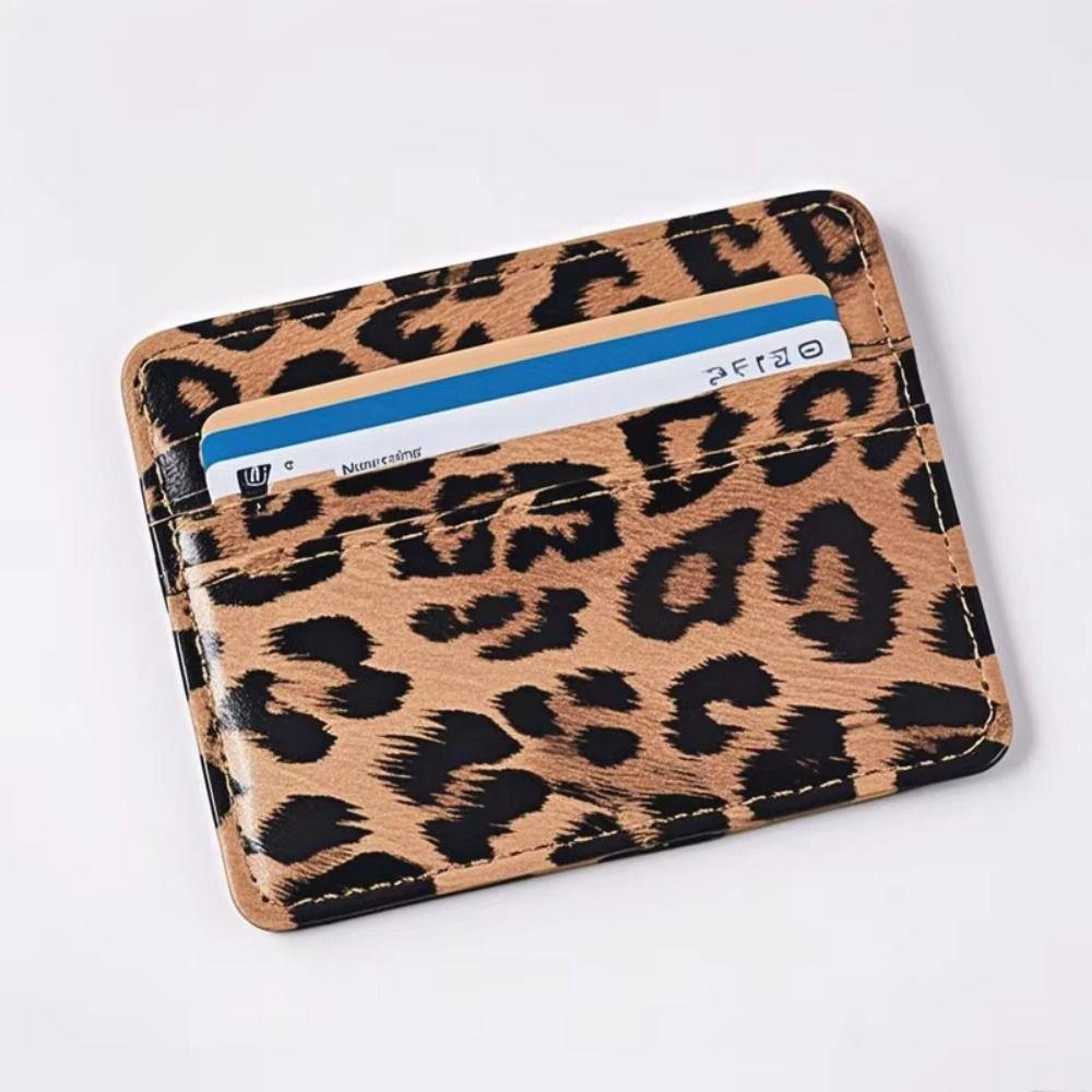 Classics PU Leather Leopard Print Card Wallet Slim Multi Slot Cards Holder Card Cover Purse Daily Essentials