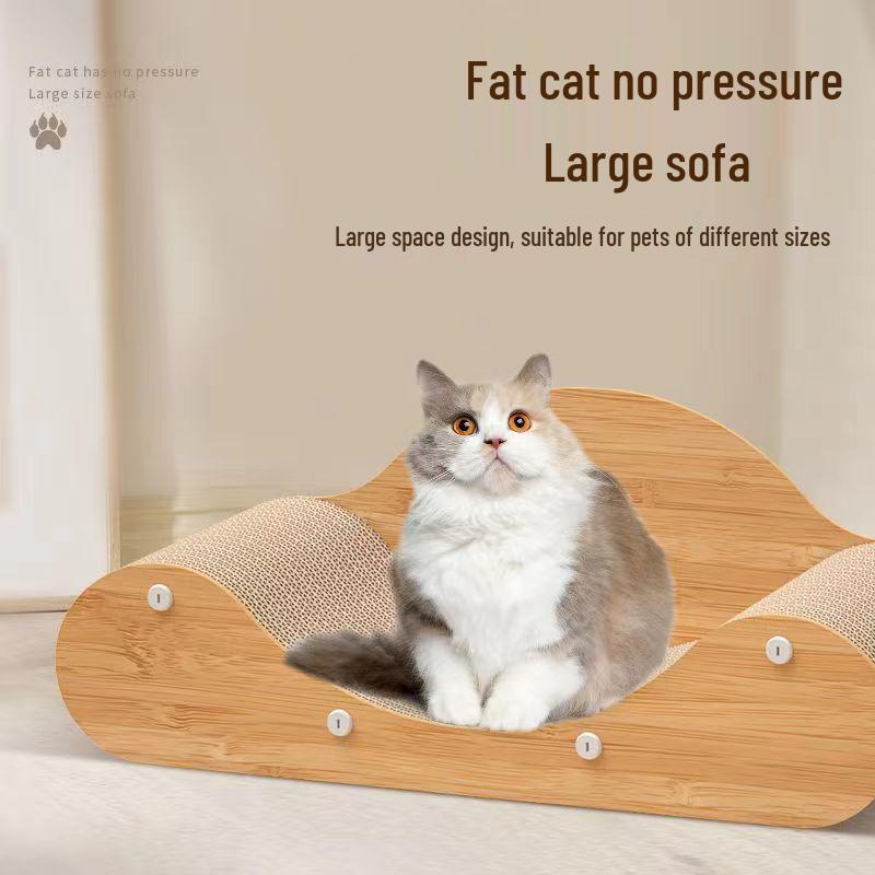 Extra Large Wear-Resistant Cat Scratching Sofa: Nest, Post & Chaise Lounge with Corrugated Cardboard