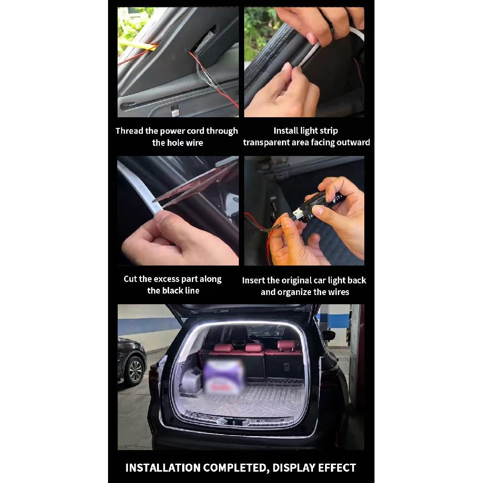 Car High Brightness Trunk Lighting LED Ambient Light Interior Decoration led sedan SUV MPV Automatic Sensing Tailgate Lamp Strip Neon Lights 4