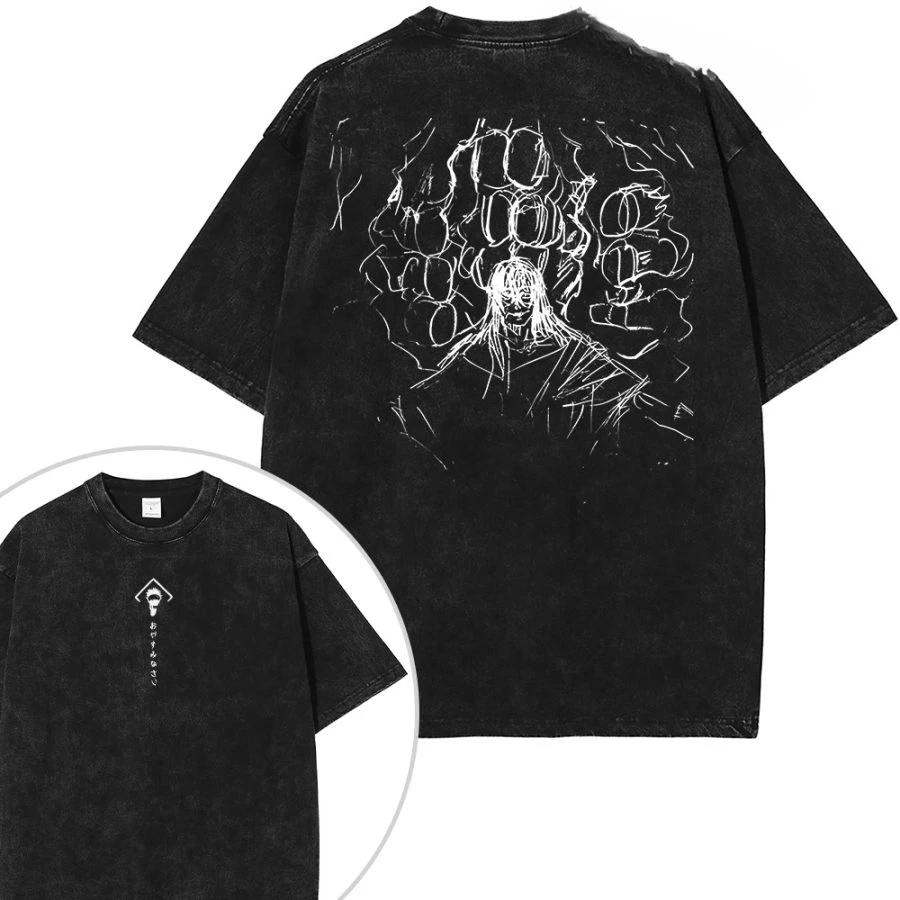 Neues Top Heißblütiger Anime Gojo Vintage Oversize T-Shirt Säuregewaschen Jujutsu Kaisen Herren Damen Baumwolle Harajuku Lässiges T-Shirt