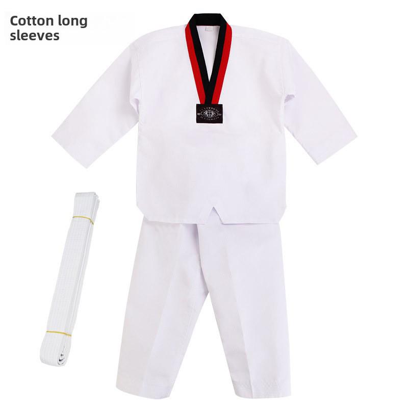 

Детская и взрослая форма для тхэквондо — длинный/короткий рукав, хлопок, унисекс, летние/осенние тренировочные брюки 160