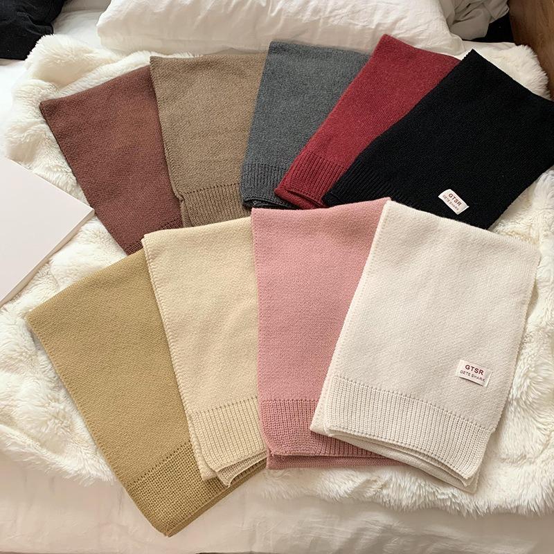 Knitted scarf women's high-end autumn and winter versatile student couple warm small scarf scarf shawl