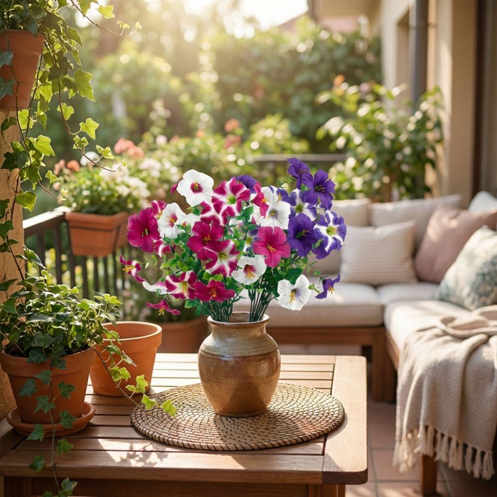 UV Resistant Silk Morning Glory Flowers Handmade Faux Plant Artificial Morning Glory  Porch Patio