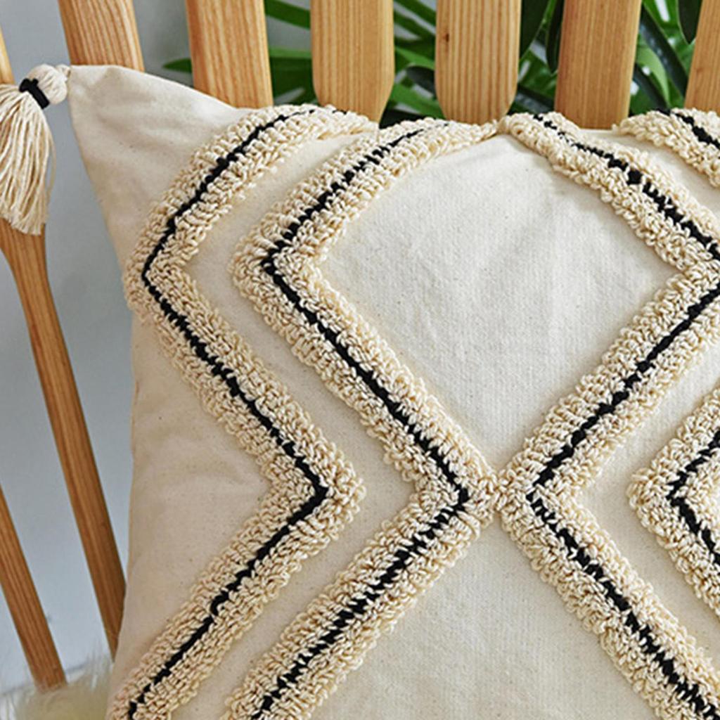 Embroidery Woven Tufted Cushion Quilted Pillow Case Cover for Sofa Bed Decor
