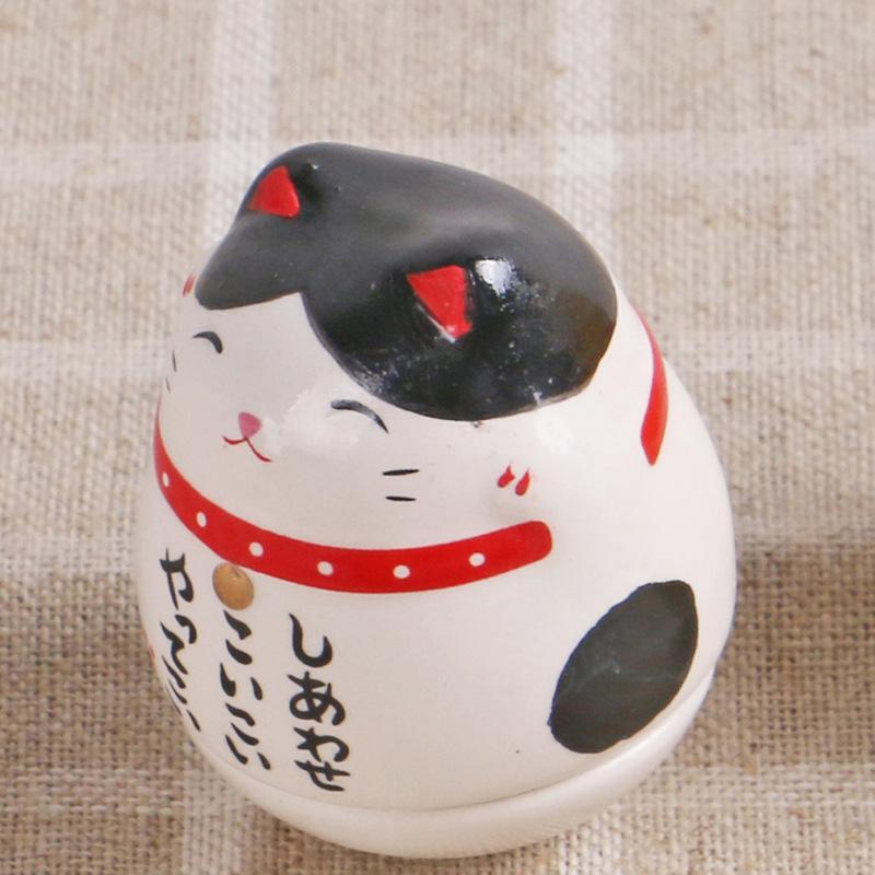 Japanese Style Tumbler Lucky Cat Ceramic Home Tabletop Ceramic Cartoon Cat Ornaments Garden Landscaping Decoration Handicrafts
